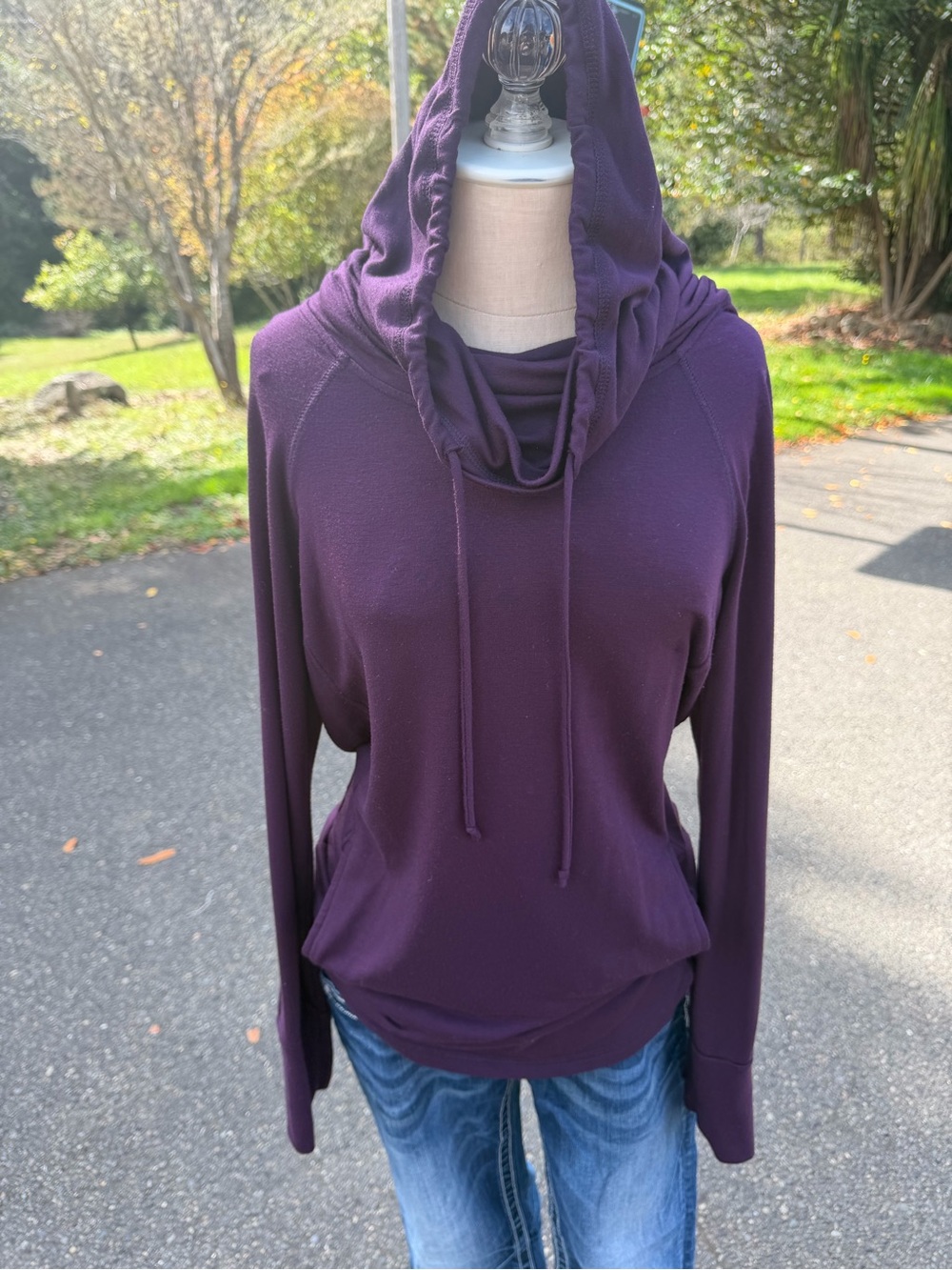 Women's Purple Hooded Pullover Sweater 💜🩶🍇